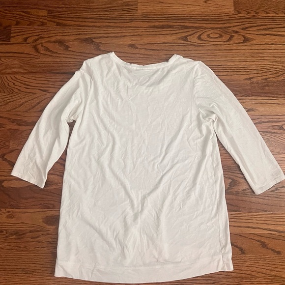 Sigrid Olsen White Relaxed 3/4 Sleeve Casual Tee - Medium - Picture 2 of 8